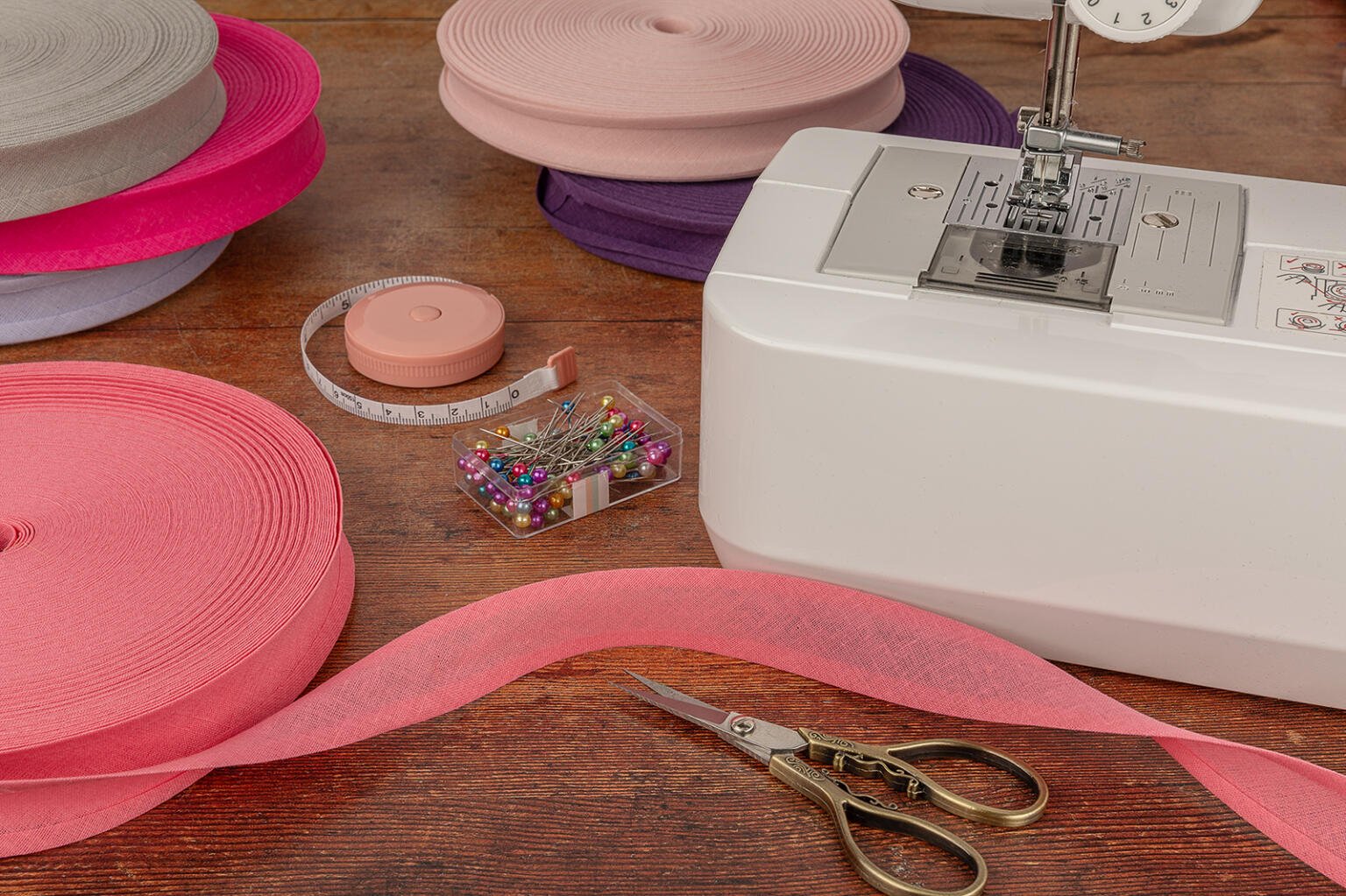 display of double folded bias binding tape