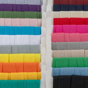 Dowels of bias binding tape in multiple colours