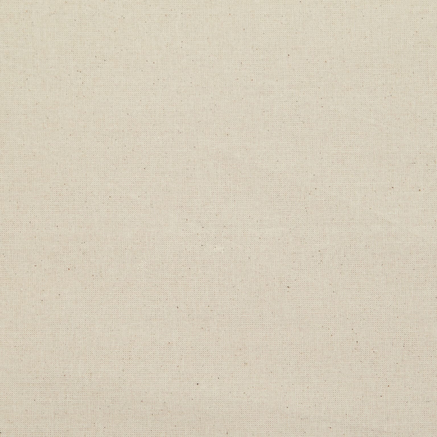 A close-up of the 100% Cotton Calico Fabric reveals its subtle woven texture. The plain beige surface appears smooth, with slight thread color variations enhancing its natural, organic look.