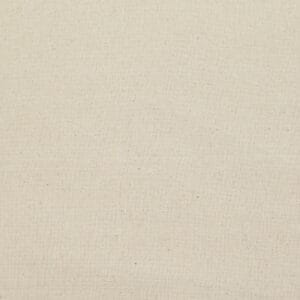 A close-up of the 100% Cotton Calico Fabric reveals its subtle woven texture. The plain beige surface appears smooth, with slight thread color variations enhancing its natural, organic look.