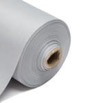 This image shows a roll of blackout lining fabric. The fabric is neatly rolled around a central cardboard tube, revealing multiple layers tightly wound together. The fabric has a smooth, matte finish and is displayed on a clean, white background that emphasizes its uniform color and texture. The edge of the roll is cleanly cut, highlighting the fabric's thickness and durability. The colour of this lining is grey