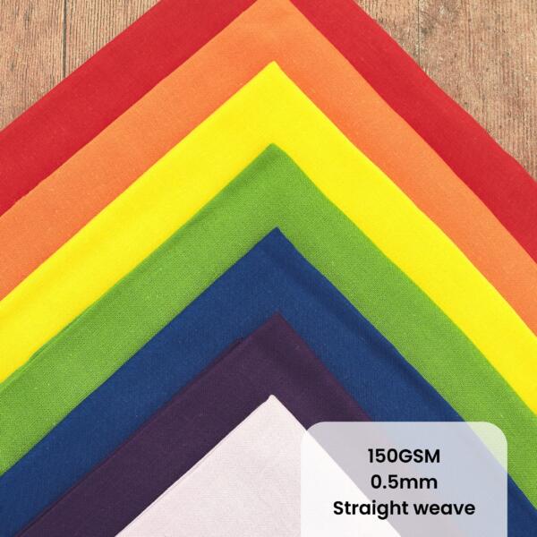 Cotton Fabric Folded for presentation in rainbow colours