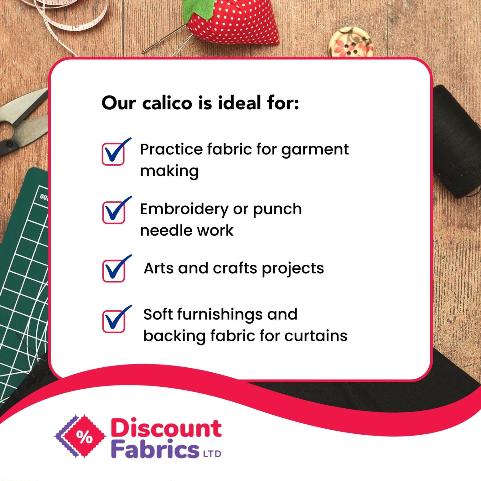 Infographic of calico fabric - natural cotton