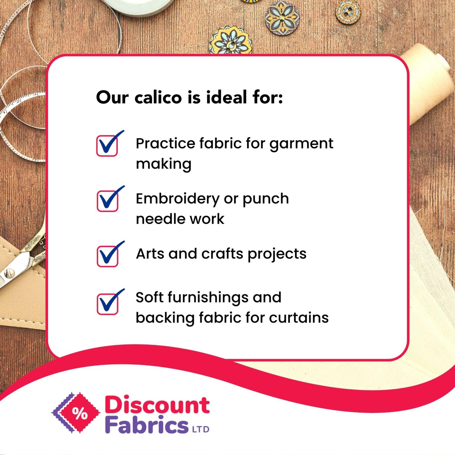 Infographic of calico fabric - natural cotton