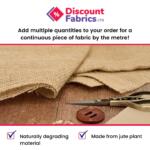 Infographic of Hessian Jute fabric showcasing the weave and sustainable fabric, bio fabric. Rustic decoration for weddings and events. Natural Hessian fabric