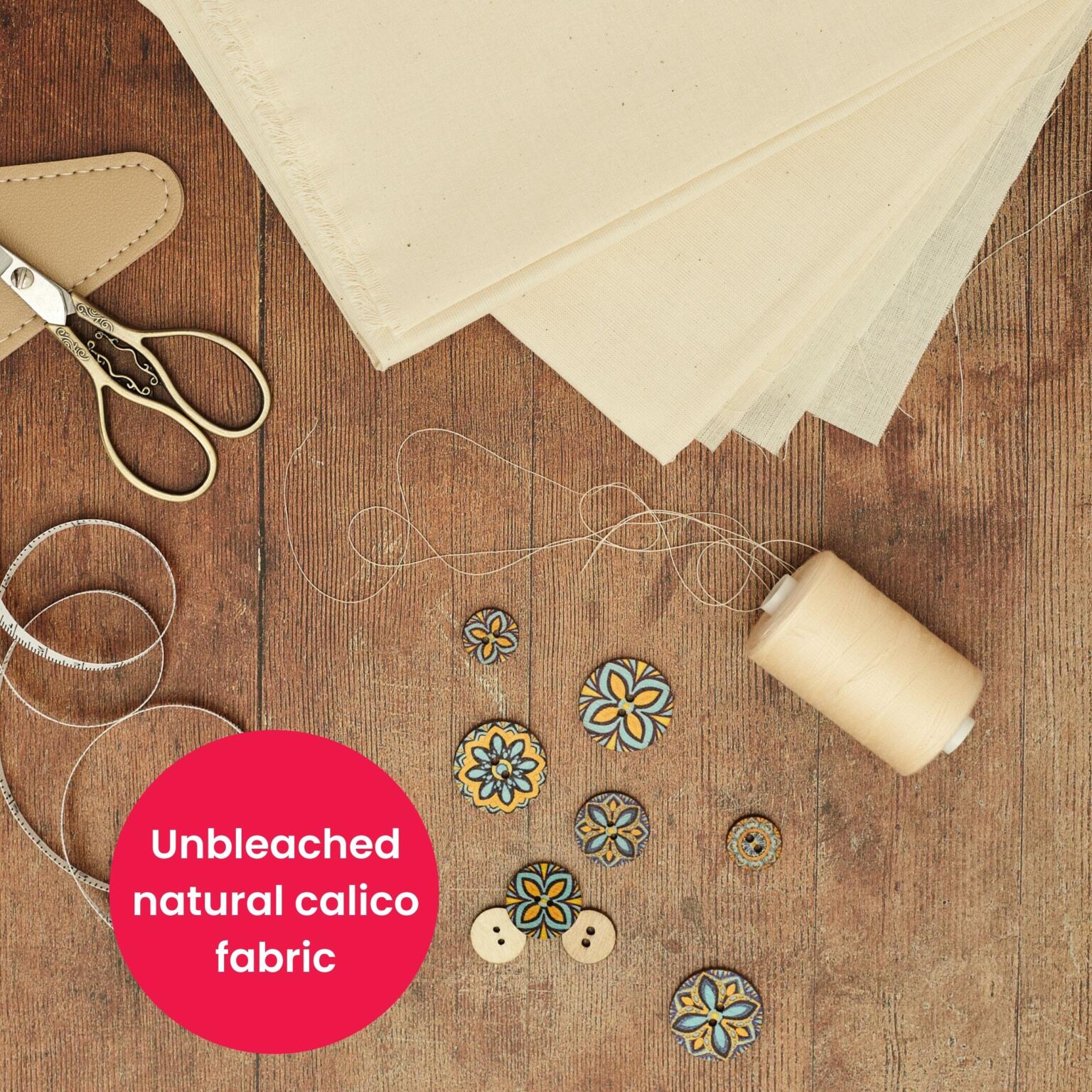 calico fabric shown in detail with information/properties of calico fabric