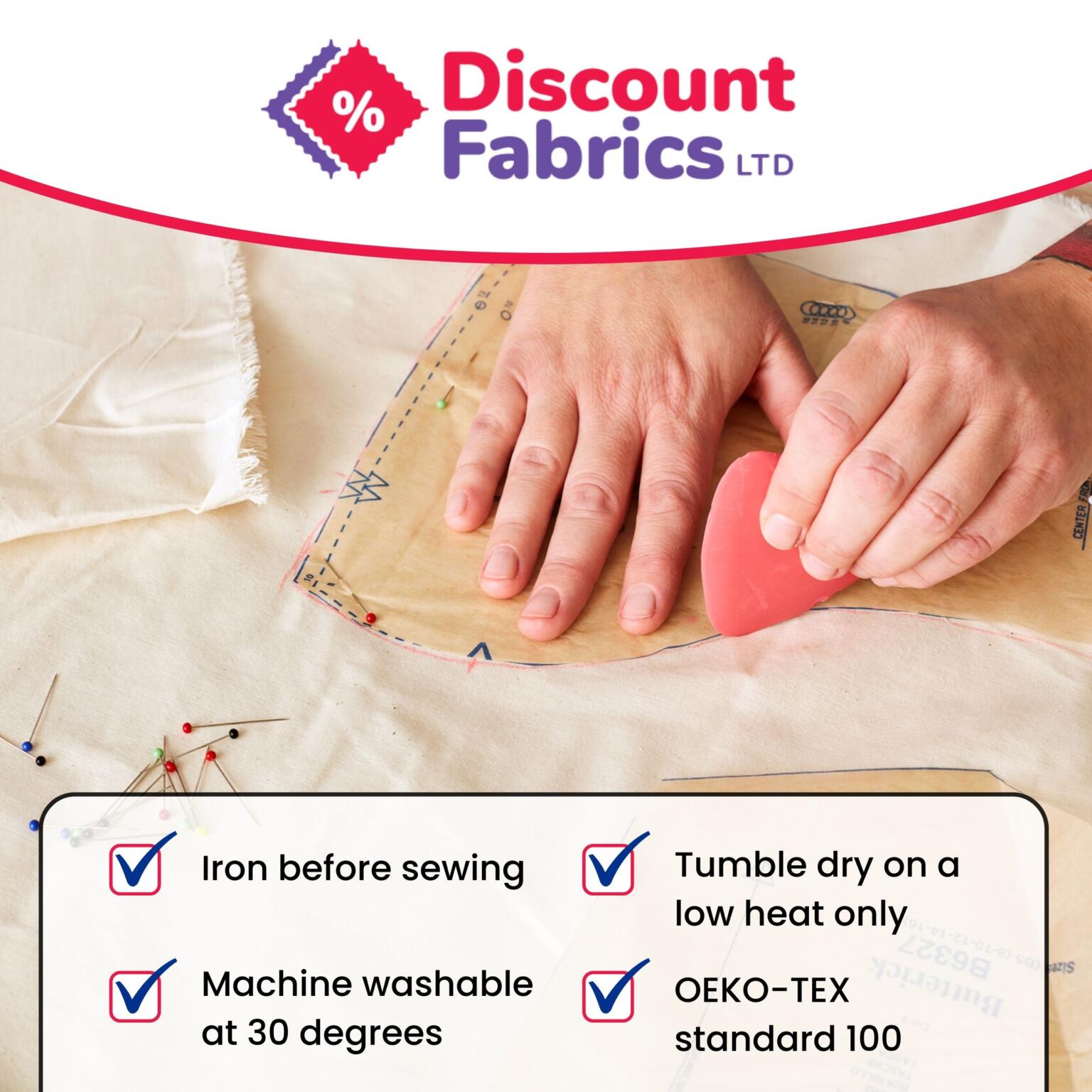 Calico fabric being used with a real life example of use case. Dress making design fabric