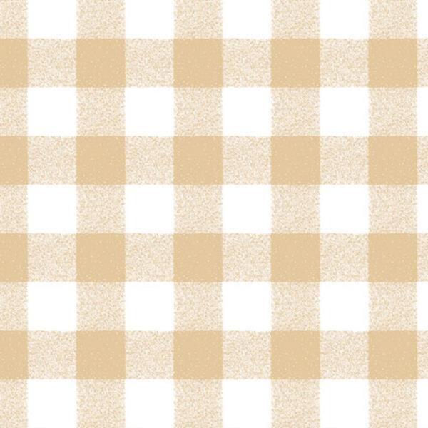 Tan and white checkered pattern. The design consists of evenly spaced, alternating squares in a grid layout, creating a classic gingham appearance. The overall aesthetic is simple and geometric.