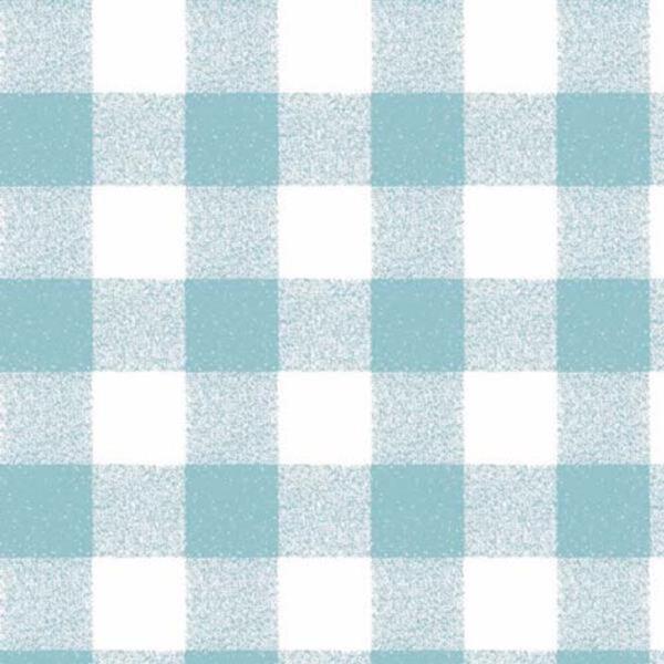 A seamless pattern of blue and white gingham checks, featuring evenly spaced squares arranged in a grid. The pattern has a classic, textured look, commonly found on fabrics like tablecloths and shirts.