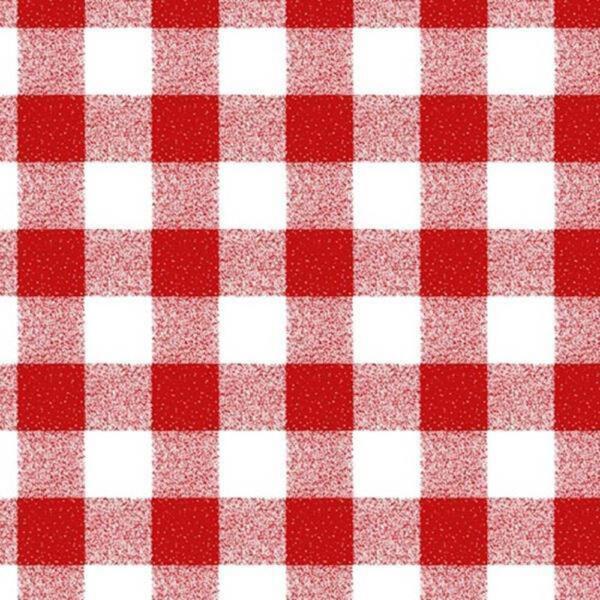 A red and white checkered pattern, resembling a classic gingham design. The alternating squares are evenly distributed, creating a grid-like appearance. The red squares have a speckled texture, while the white squares remain solid.