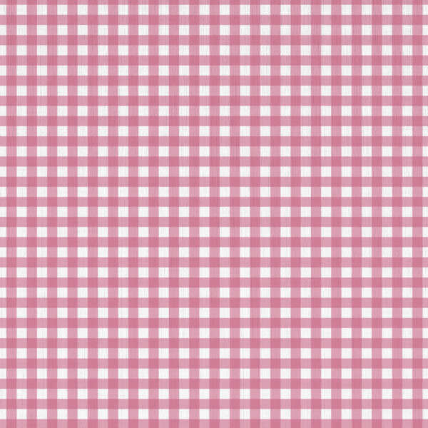 An image showing a pink and white gingham pattern. The design features evenly spaced squares in white and pink, resembling a classic checkered fabric. The repeated pattern creates a uniform and symmetrical appearance.