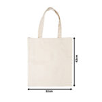 A natural Canvas Tote Bag, eco-friendly with two handles, is displayed on a white background. It measures 32 cm in width by 42 cm in height.