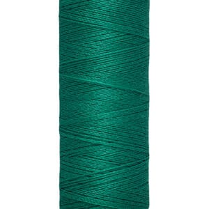 A spool of Gütermann sewing thread, green in color, with 100 meters (110 yards) labeled on the base.