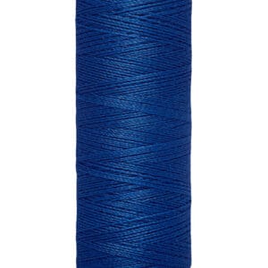 A blue spool of Gütermann sewing thread with a cream-colored base and top. The label indicates it contains 100 meters (110 yards).