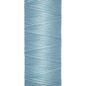 A spool of Gütermann sewing thread in light blue, labeled with "100 m - 110 yds/vgs" and "Gütermann" on the top and bottom.