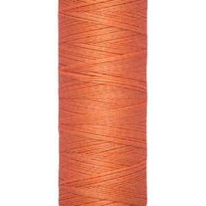 A spool of Gütermann sewing thread in a salmon color. It's neatly wound around a cylindrical cardboard holder that displays "Gütermann" at the top and "100 m - 110 yds" at the bottom.