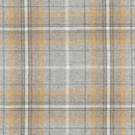 A plaid fabric pattern with intersecting lines in gray, beige, and white. The design forms a grid-like arrangement with subtle color variations giving a textured appearance.