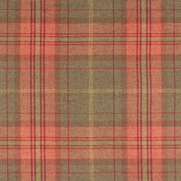 Tartan pattern with intersecting lines in shades of brown, red, and tan, creating a classic plaid design. The grid features varying widths and tones, contributing to a textured, woven appearance.