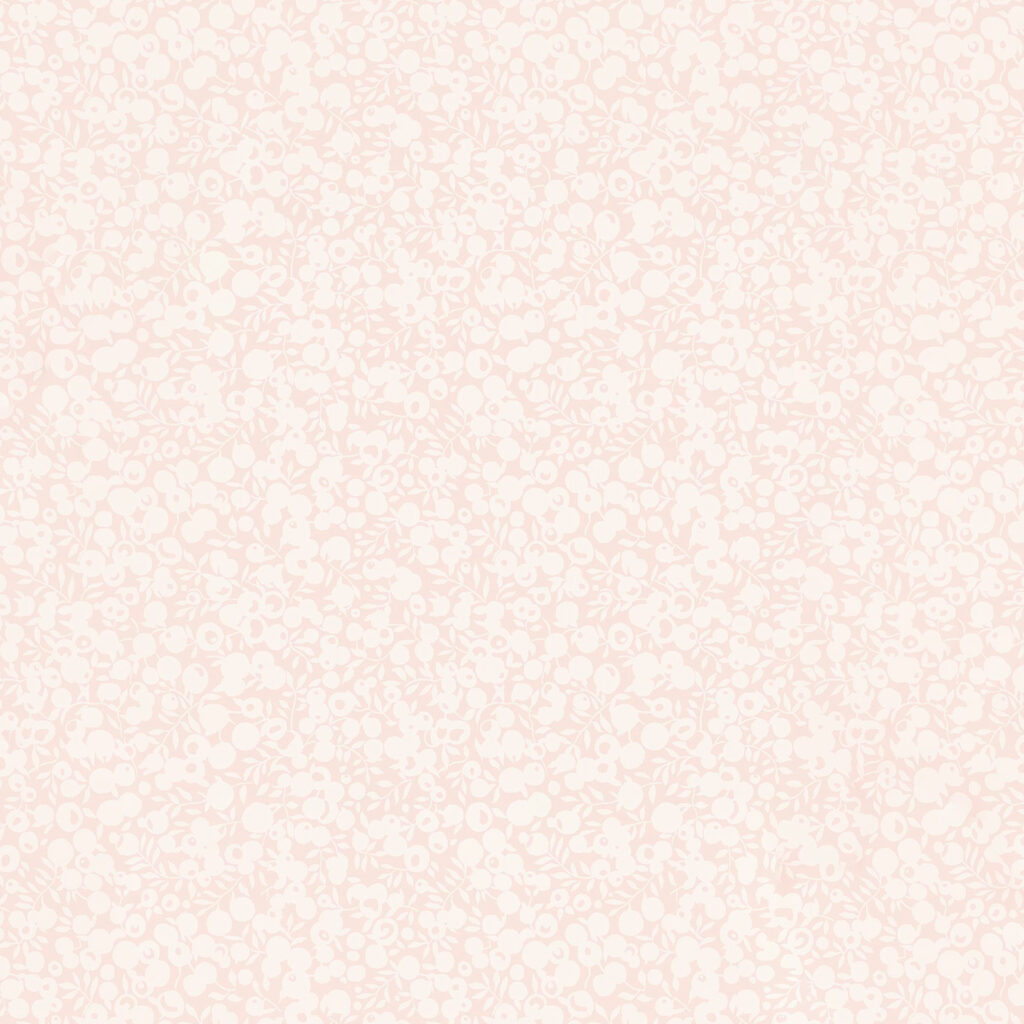 Light pink seamless floral pattern featuring delicate, small flowers, leaves, and berries evenly distributed across the background, creating a soft and subtle decorative design.