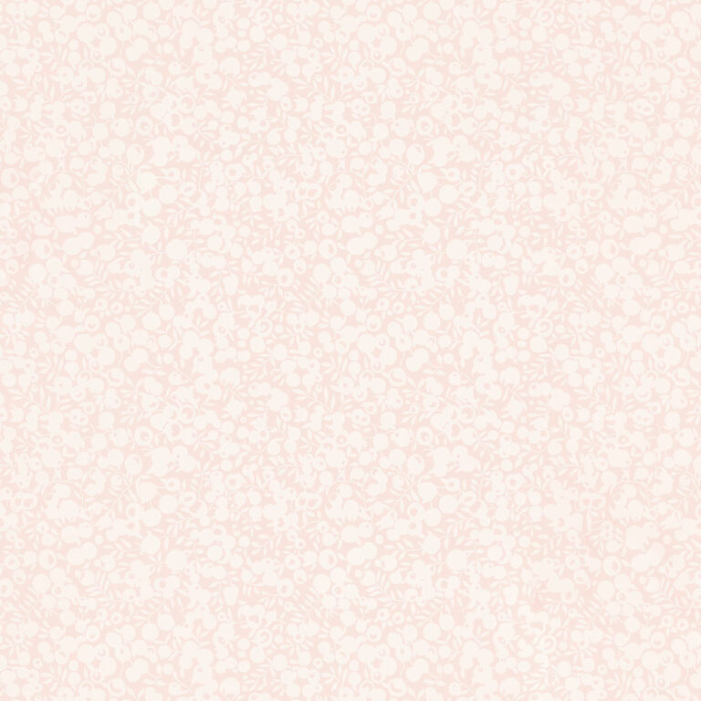 Light pink seamless floral pattern featuring delicate, small flowers, leaves, and berries evenly distributed across the background, creating a soft and subtle decorative design.