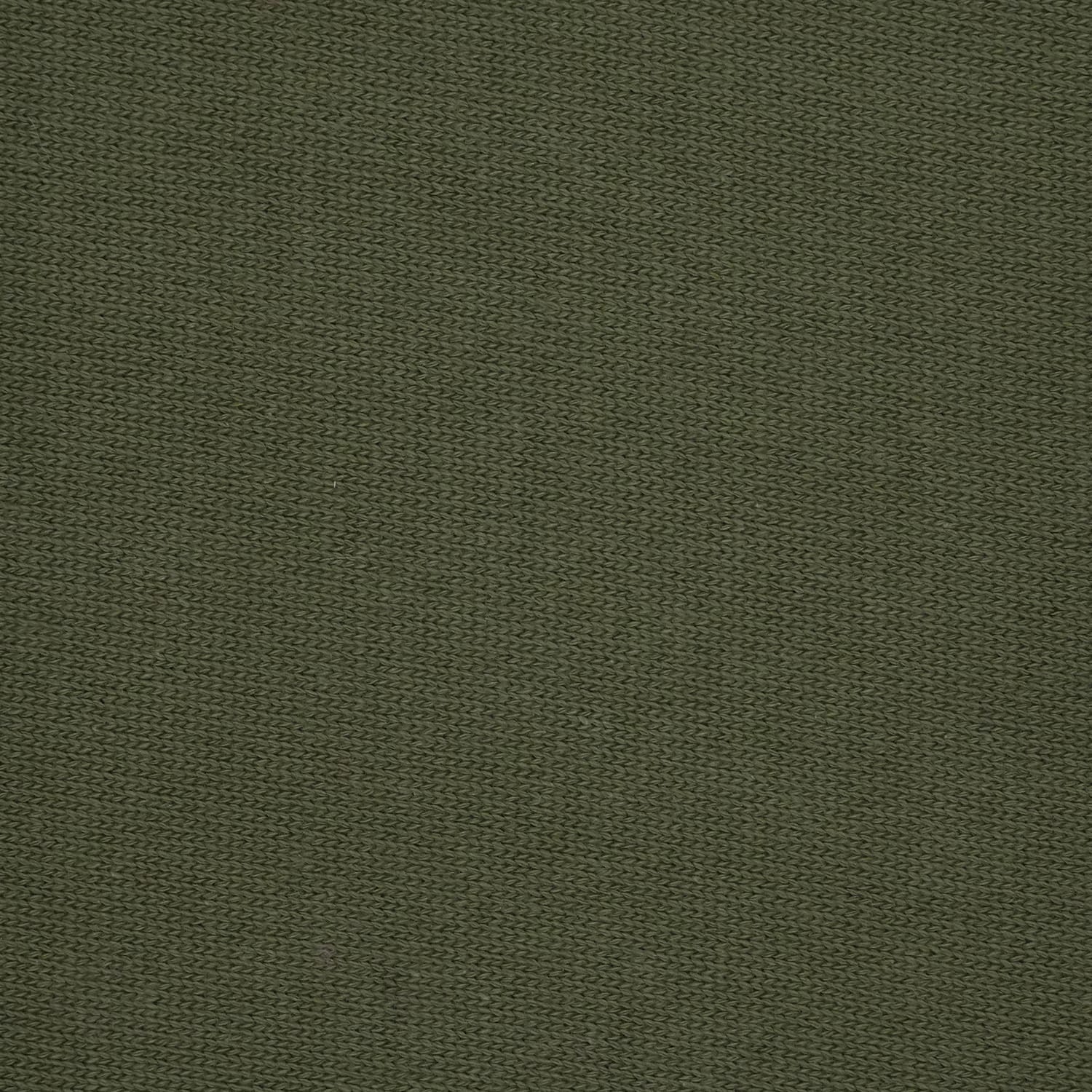 Cotton-Knitted-Prickle-2 Close-up of olive green fabric with a visible fine, knitted texture, showing even and consistent stitching throughout the material.