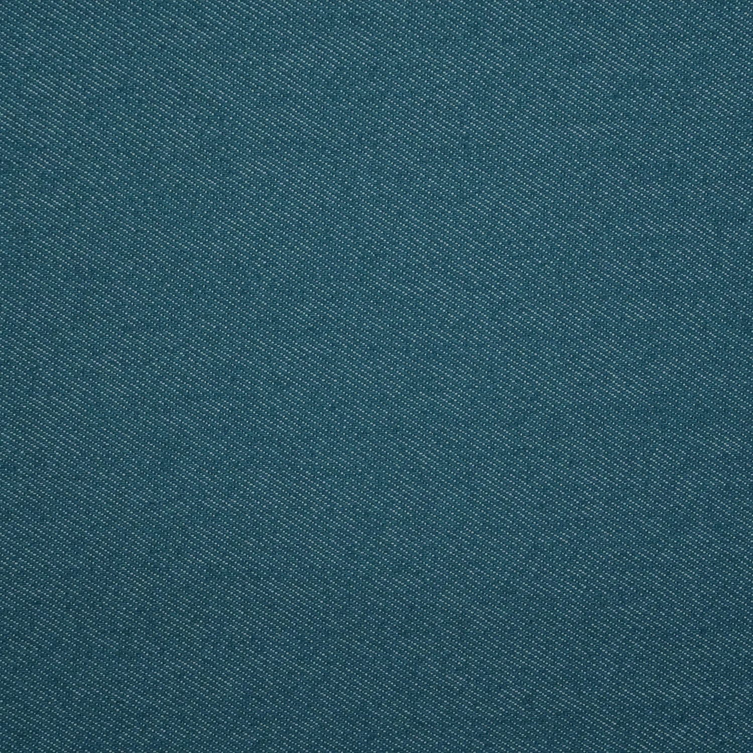 Jeans-Denim-Indigo-Petrol-1 Close-up of teal denim fabric with a diagonal weave pattern. The texture shows fine lines and stitching typical of denim material, creating a subtle, textured appearance.