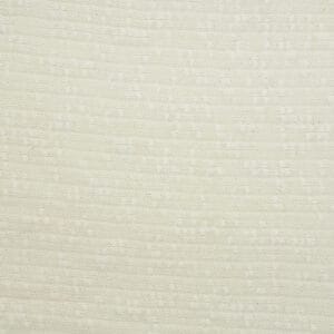 Close-up of a light beige, textured fabric with a subtle, horizontal stripe pattern. The material appears soft and evenly woven, with small, slightly raised dots and lines creating a gentle, repetitive design.