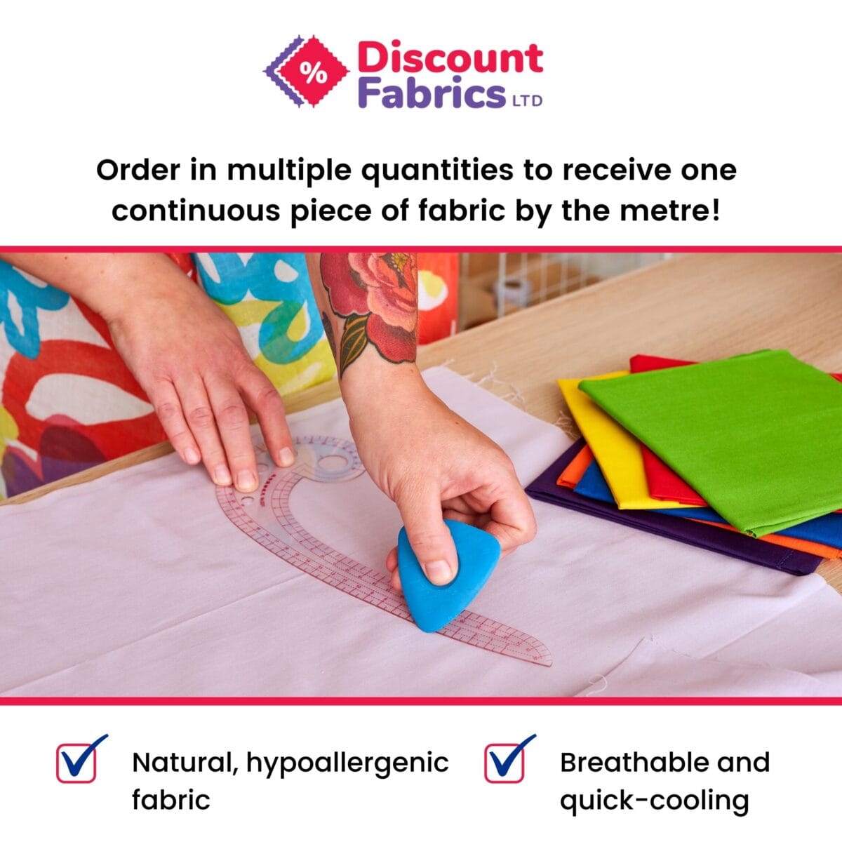 Plain 100% Cotton Fabric | 60" Extra Wide | 50 Colours (140gsm) - Image 7
