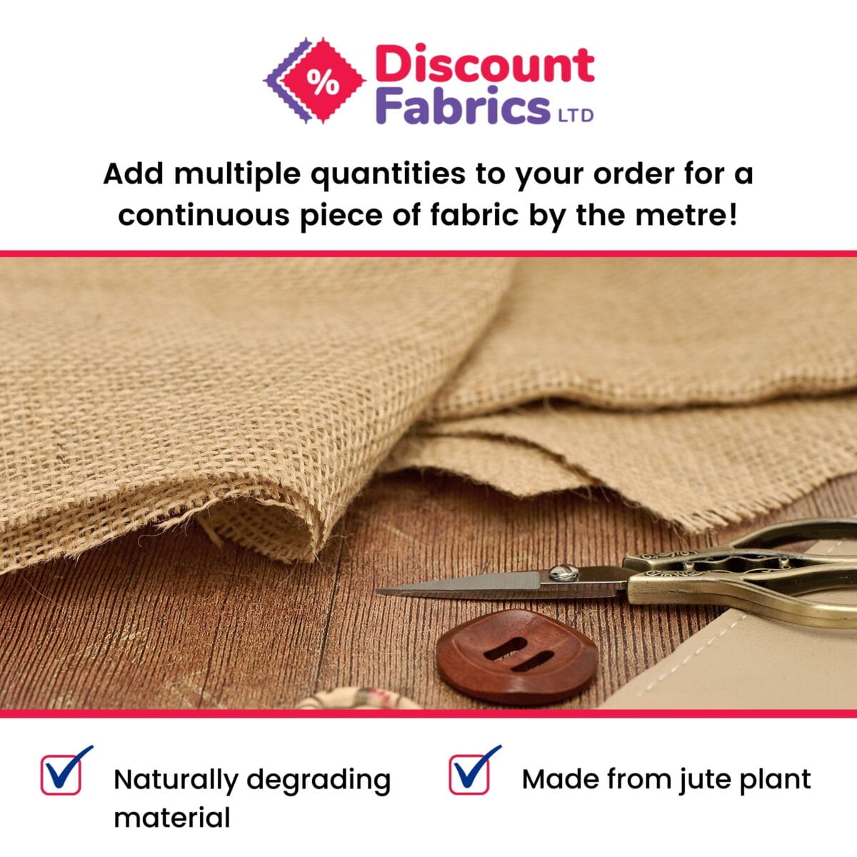Natural Hessian Fabric | 100% Jute Burlap (10oz) | Up to 72" Extra Wide - Image 6
