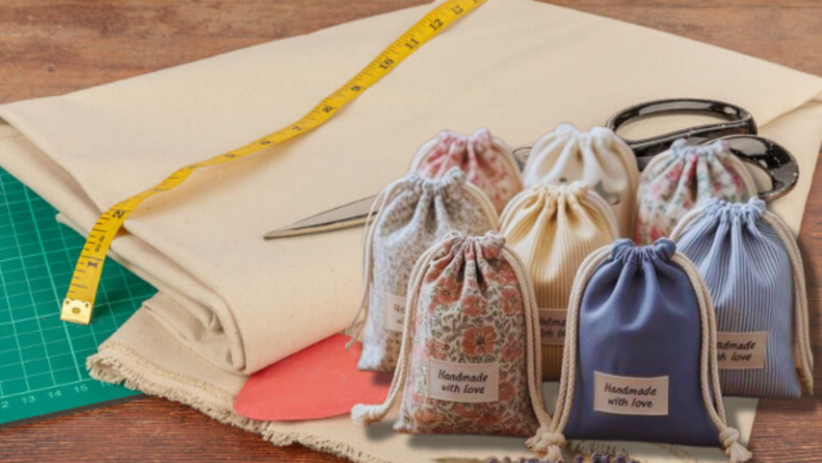 Canvas and hessian fabric for handmade gift bags