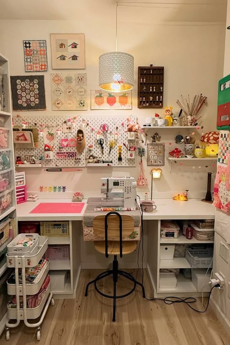 Sewing workspace with fabric, scissors and thread — spring dressmaking