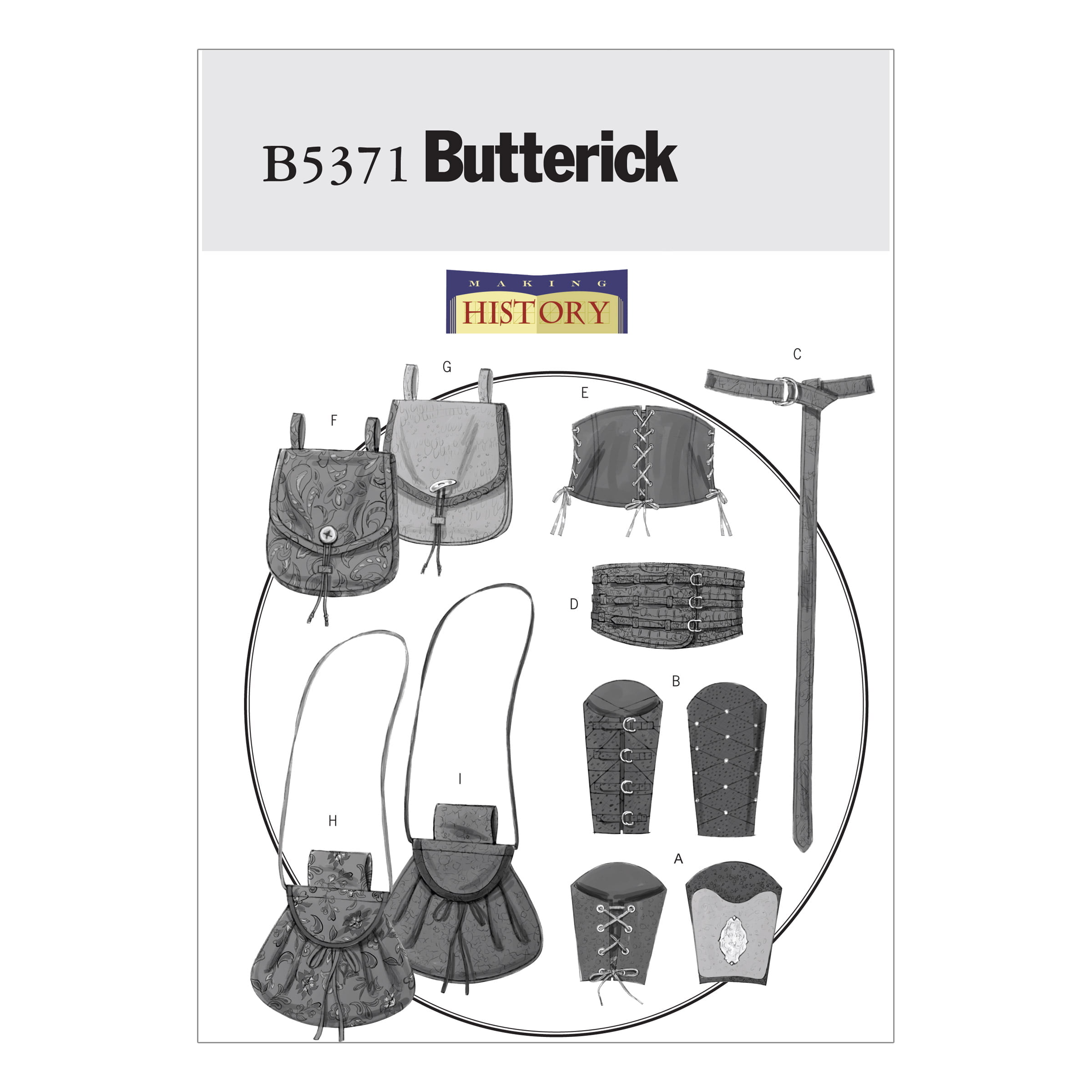 B5371_envelope_front.jpg Butterick | B5371 | Wrist Bracers, Corset, Belt and Pouches - Image 1