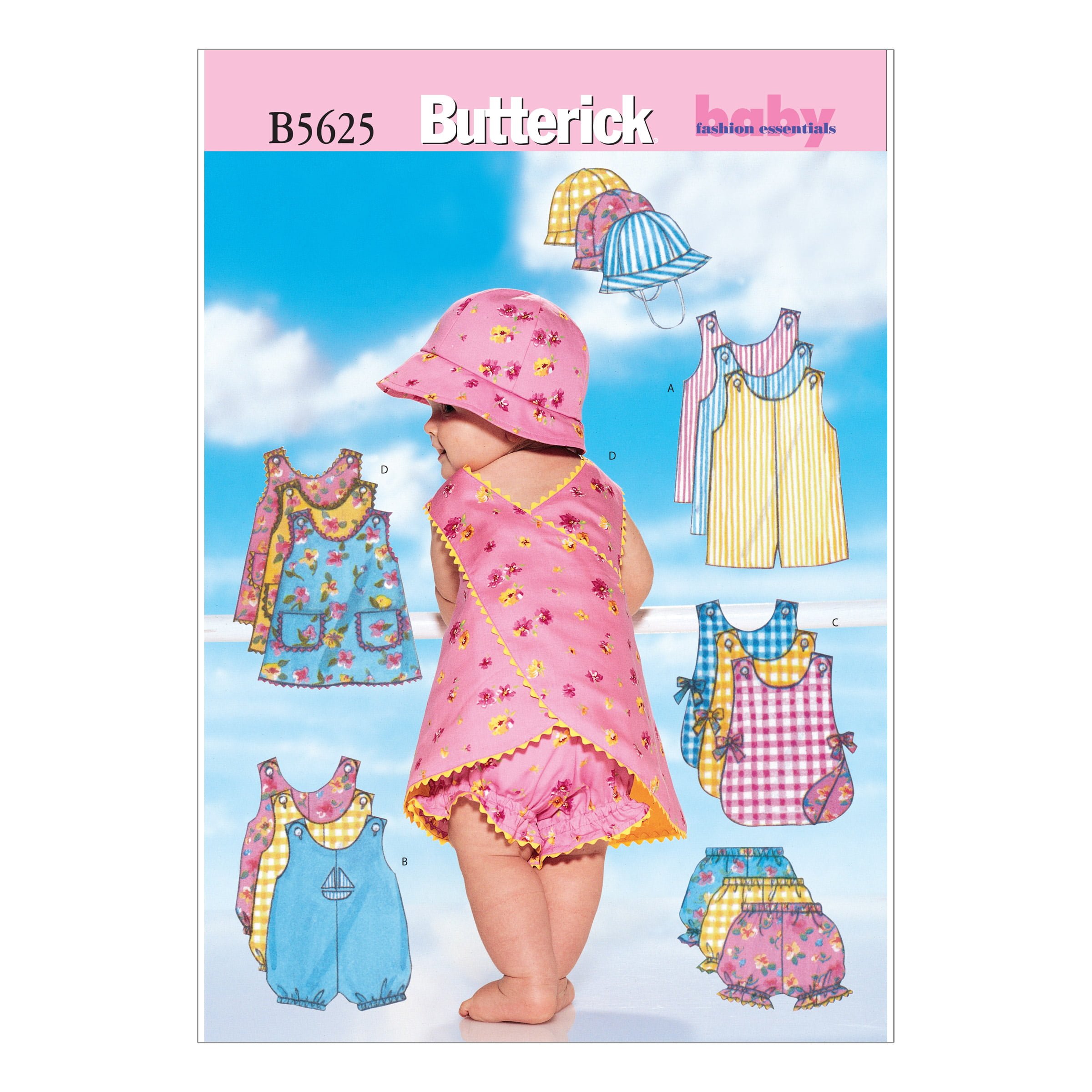 B5625_envelope_front.jpg Butterick | B5625 | Infants' Rompers, Jumper, Panties and Bucket Hat - Image 1
