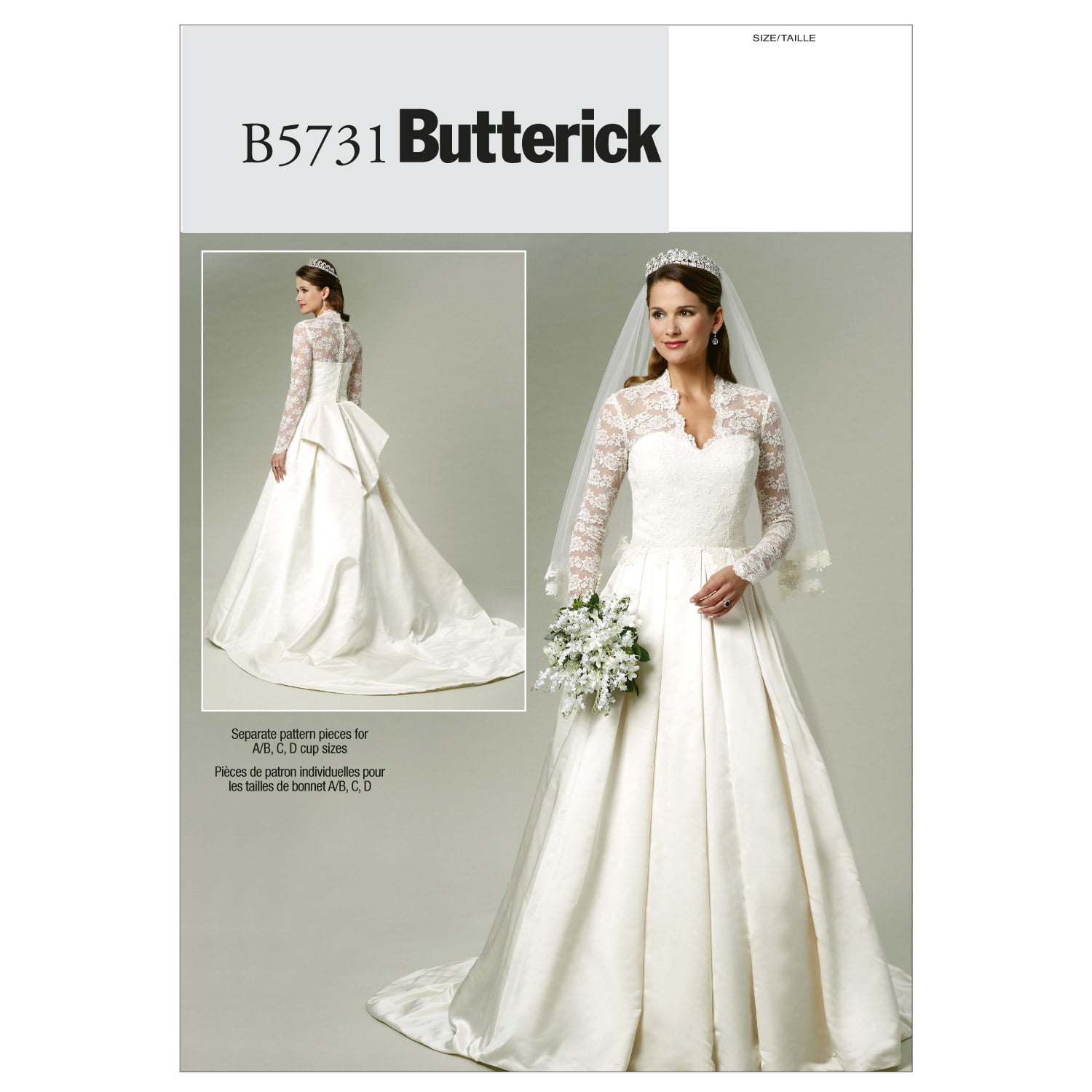 B5731_envelope_front-1.jpg Butterick | B5731 | Misses' Lace-Overlay Dress with Train - Image 1