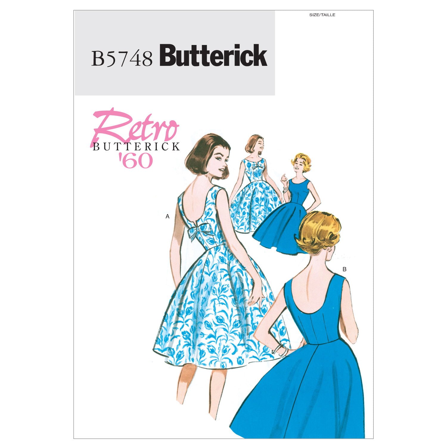 B5748_envelope_front.jpg Butterick | B5748 | 1960s Misses'/Misses' Petite Flared Dresses - Image 1
