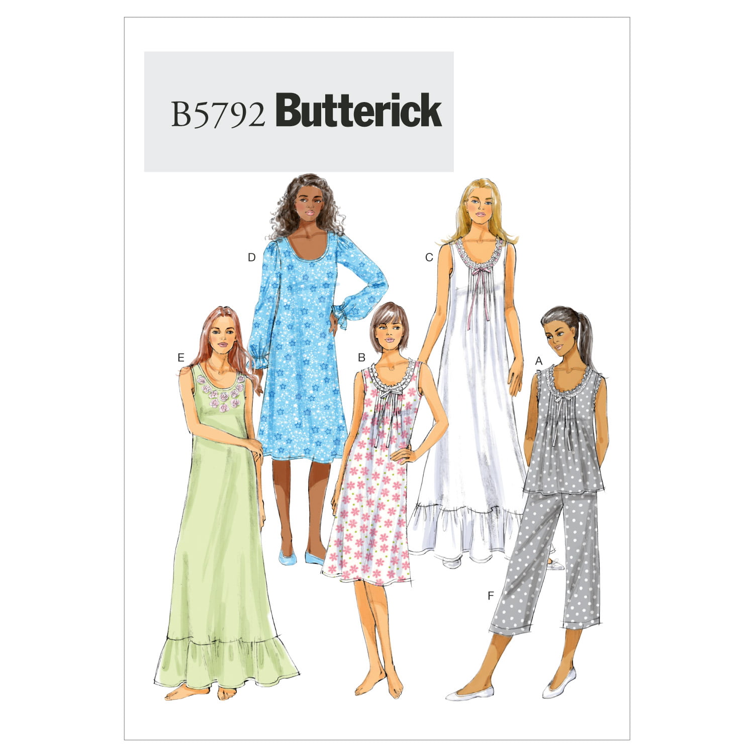 B5792_envelope_front.jpg Butterick | B5792 | Misses' Ruffled Top, Gowns and Pants - Image 1