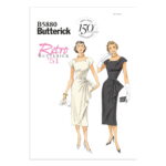 Butterick | B5880 | 1950s Misses'/Misses' Petite Side-Ruffle Dress and Belt