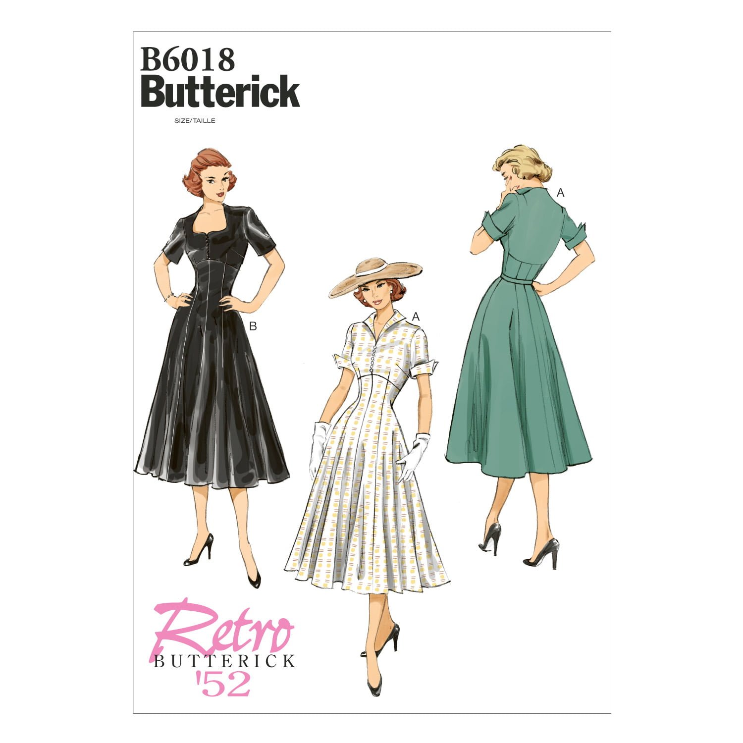 B6018_envelope_front.jpg Butterick | B6018 | 1950s Misses' Fit and Flare Dresses - Image 1
