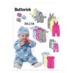 Butterick | B6238 | Infants' Hooded Jacket, Overalls, Pants, Bunting and Hat