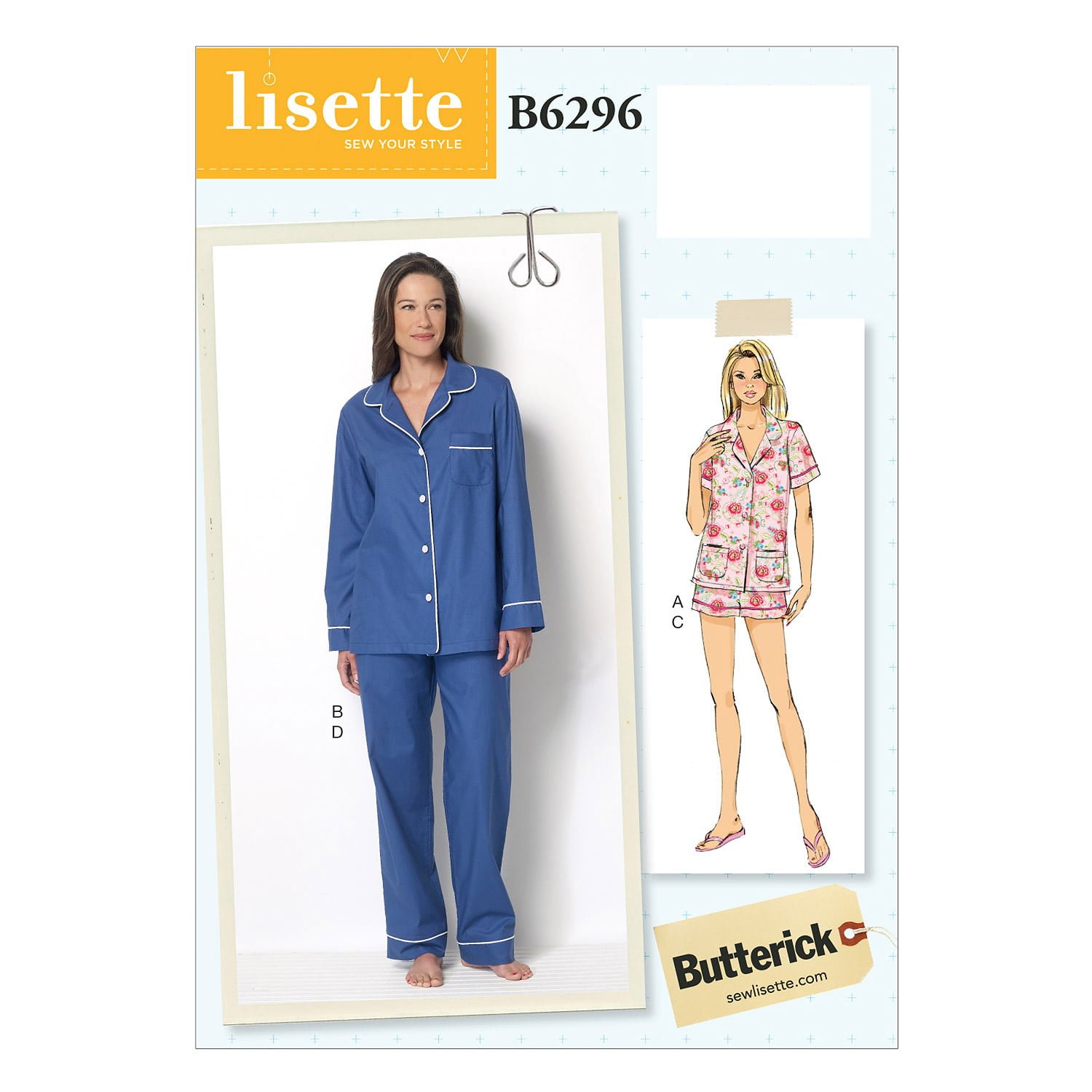 B6296_envelope_front.jpg Butterick | B6296 | Misses' Button-Down Tops, Elastic-Waist Shorts and Pants - Image 1