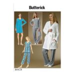 Butterick | B6428 | Misses' Robe, Raglan Sleeve Tops and Gown, and Pull-On Pants