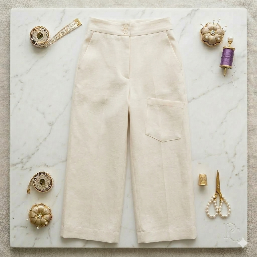 Handmade wide-leg linen trousers