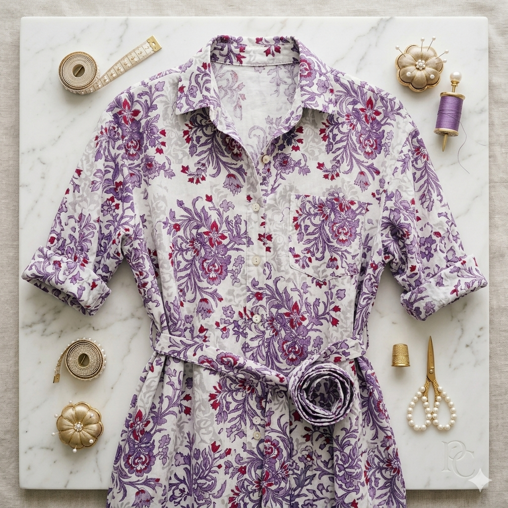 Handmade cotton shirt dress