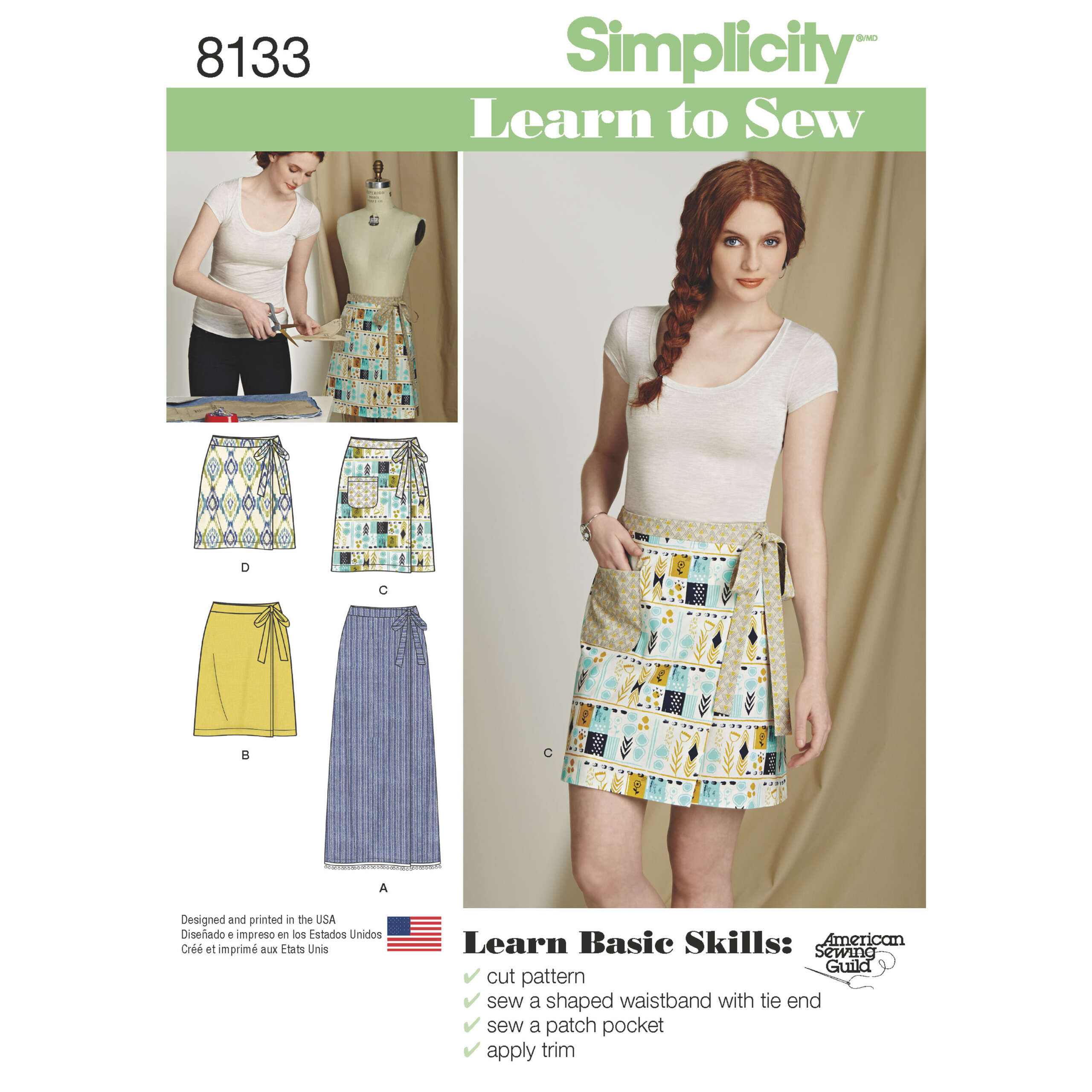 S8133_envelope_front-1-scaled-1.jpg Simplicity | 8133 | Misses' Learn to Sew Wrap Skirts - Image 1