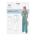 Simplicity | S8447 | 1940s Misses' Vintage Pants, Overalls and Blouses