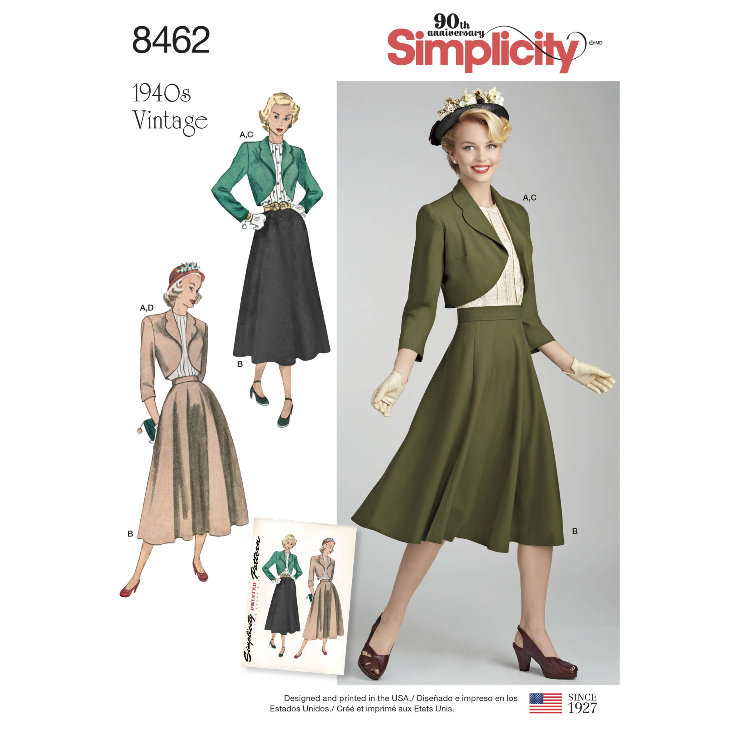 Simplicity | 8462 | 1940s Misses' Vintage Blouse, Skirt and Lined Bolero - Image 1