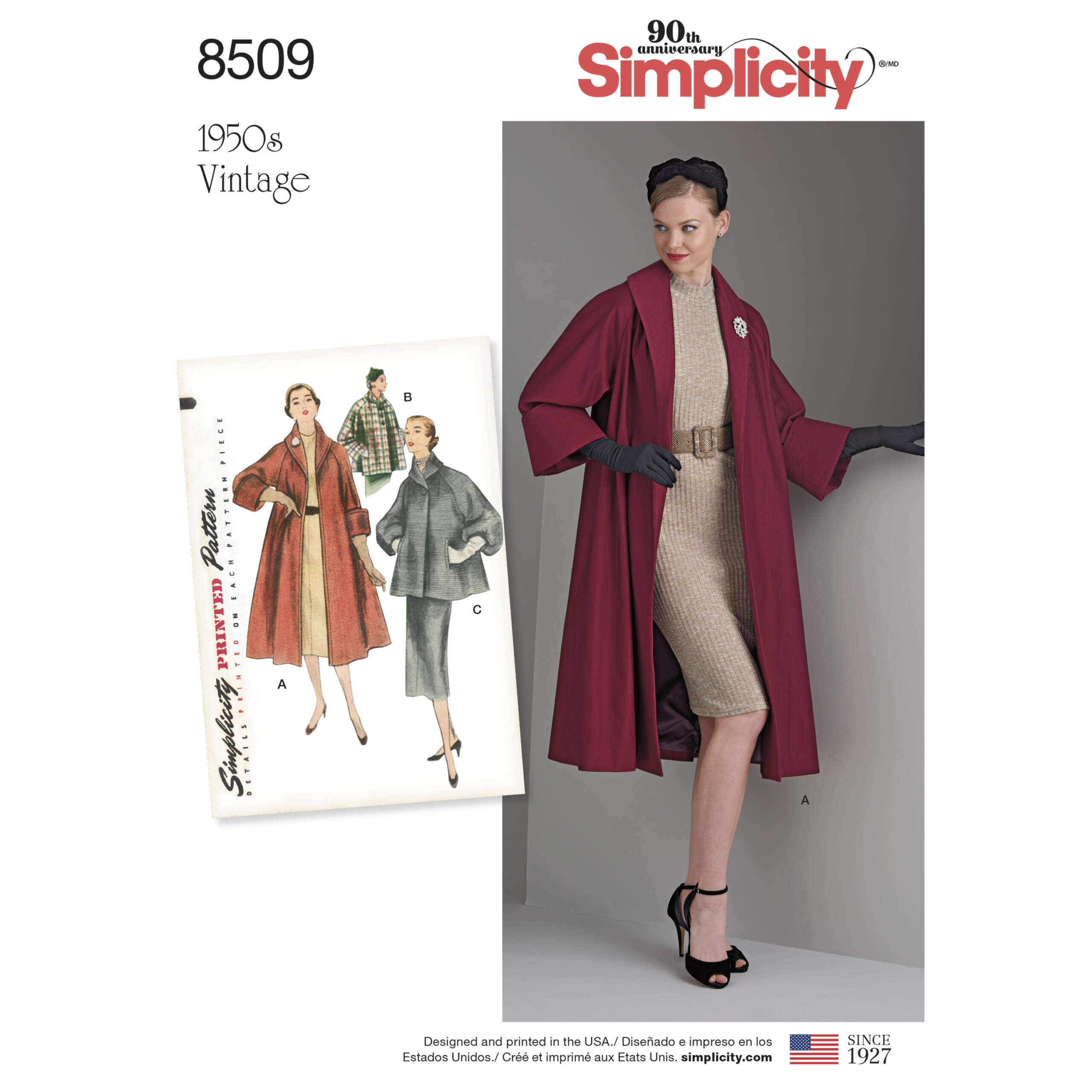 S8509_envelope_front-scaled-1.jpg Simplicity | 8509 | 1950s Misses' Vintage Coat or Jacket - Image 1