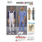 Simplicity | 8615 | 1970s Men's Vintage Jumpsuit and Overalls