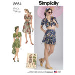 Simplicity | 8654 | 1940s Misses' Vintage Skirt, Shorts and Tie Top