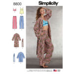 Simplicity | 8800 | Misses' Robe, Pants, Top and Bralette